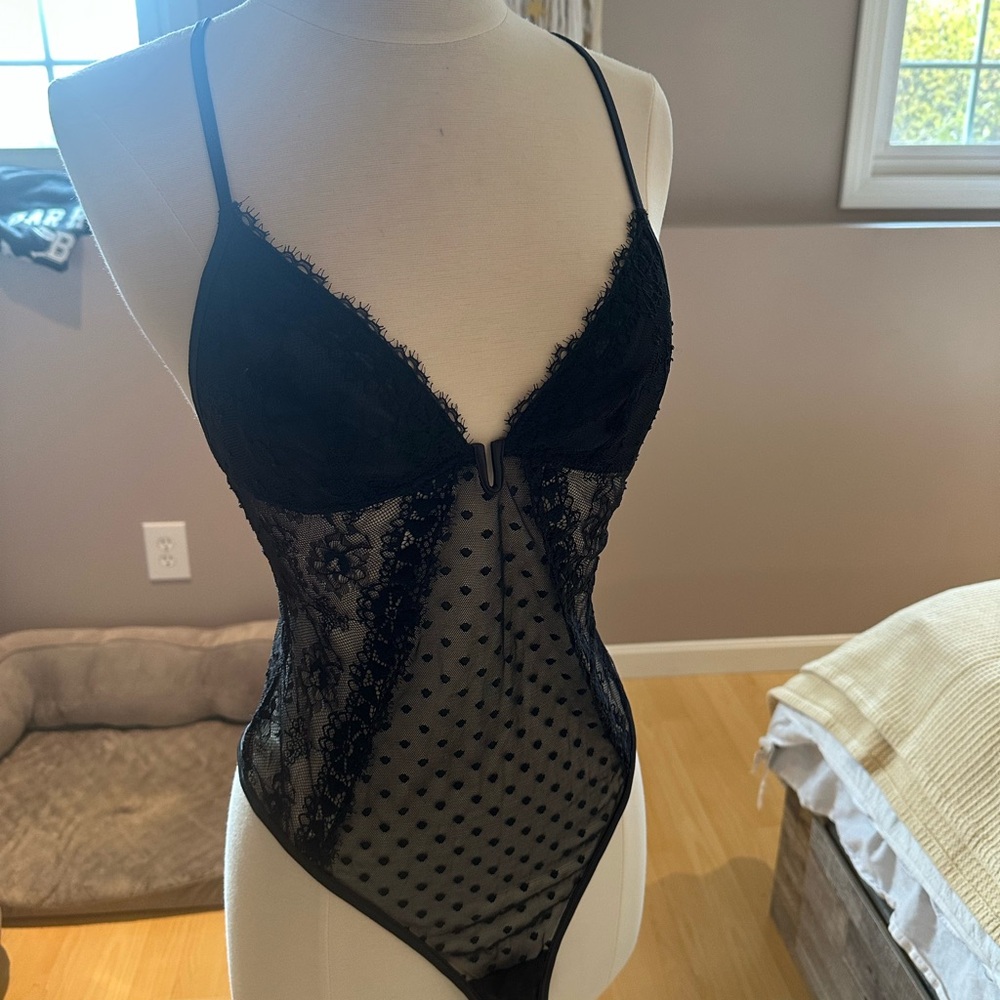 Elegant Black Lace Bodysuit/Nighty